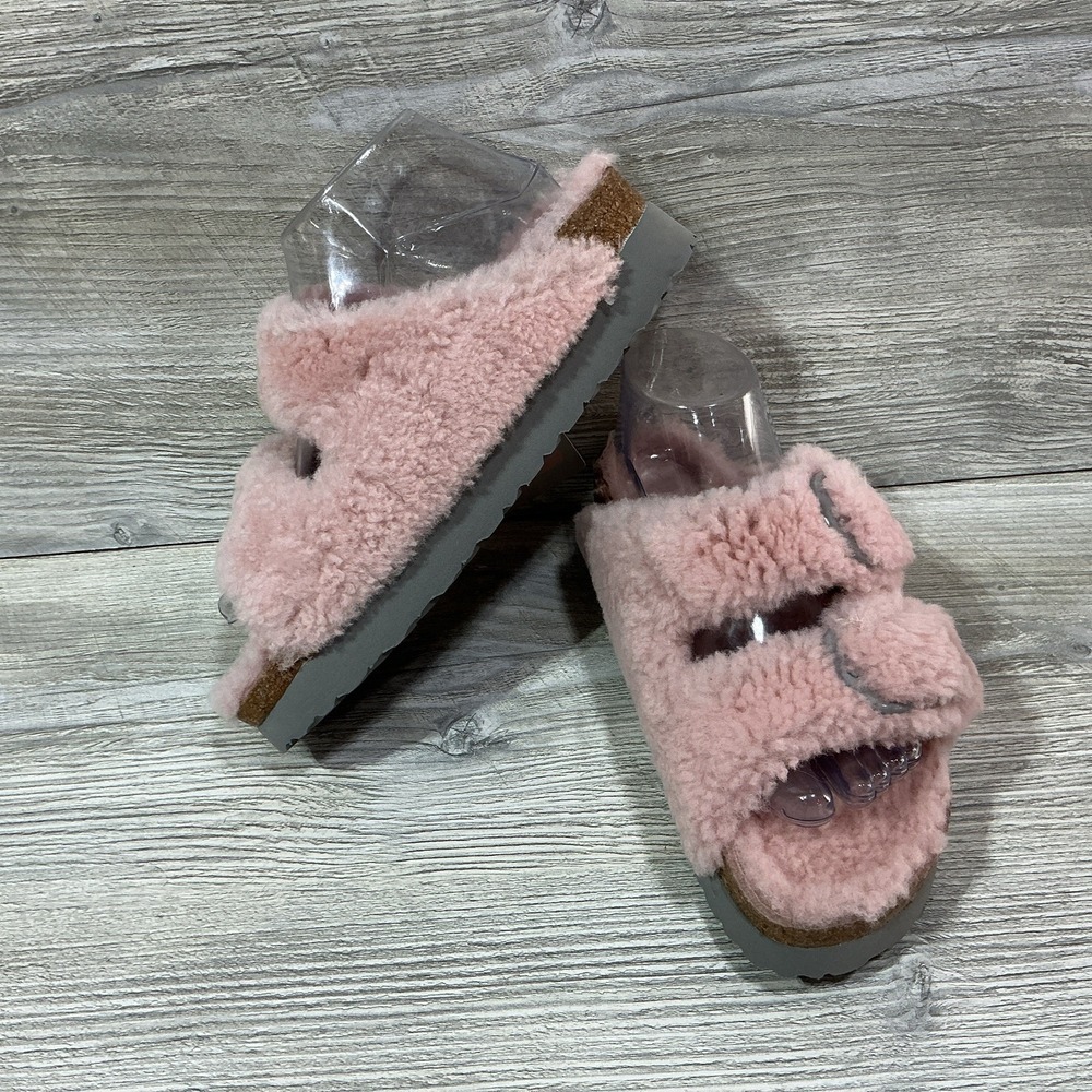 Birkenstock Papillio Arizona Big Buckle Pink Shearling Sandals Women's 39 EU 8 N - Picture 8 of 11